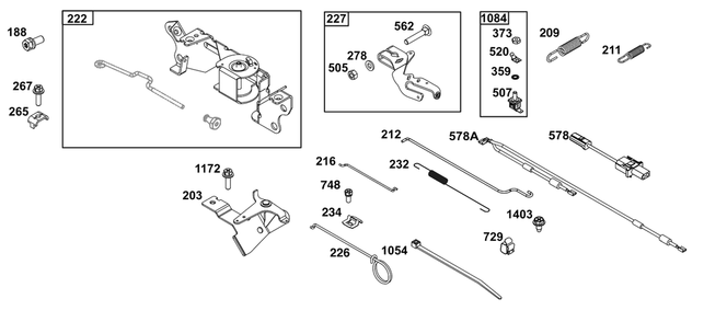 Controls Group Diagram and Parts List for 305446-3197-B5  Briggs and Stratton Engine